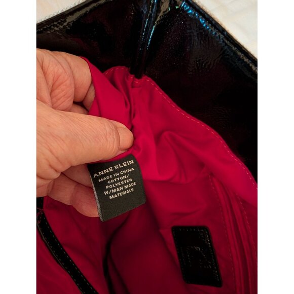 Anne Klein Canvas Tote Bag Patent Leather Handles Rope Trim W/ Accessory Pouches - Picture 11 of 16